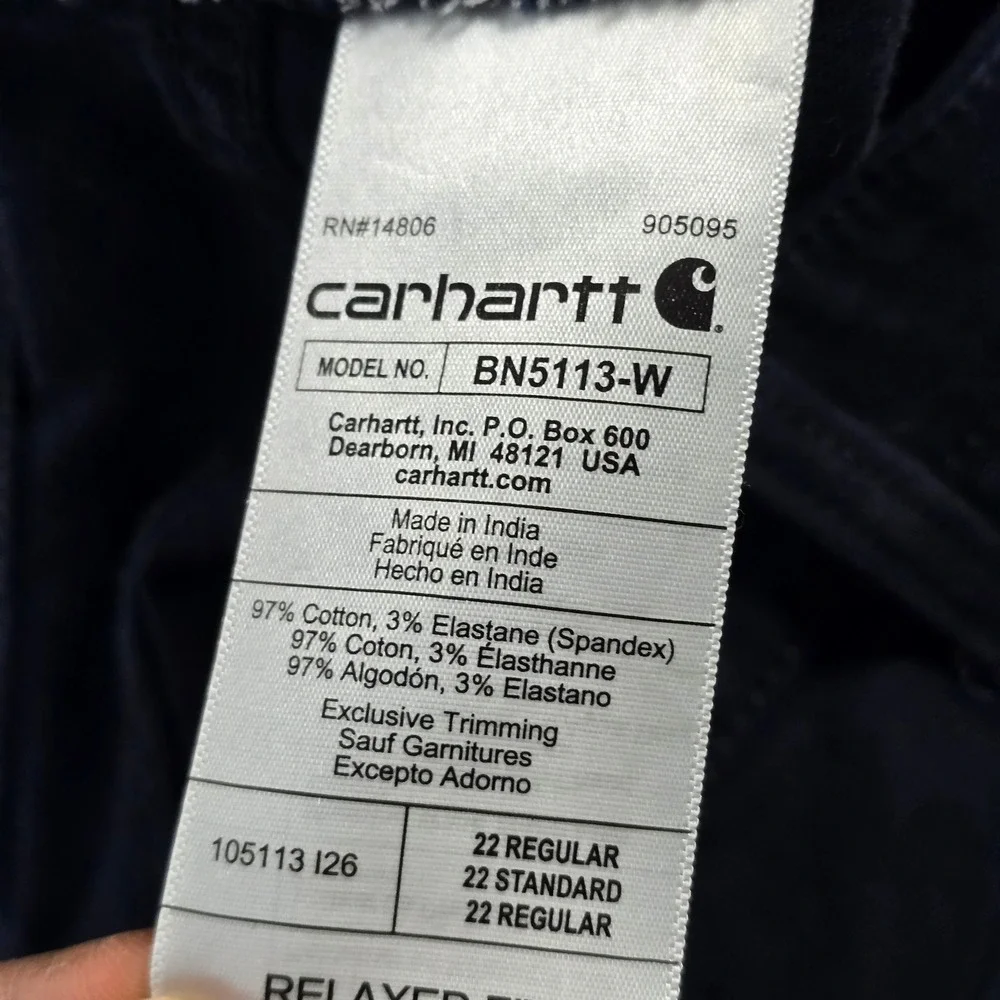 Carhartt BN5113W Relaxed‎ Fit Canvas Work Pants Women Size 22 Reg Navy Blue
